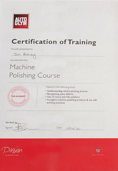 Autoglym Machine Polishing Certification - Ian Poutney