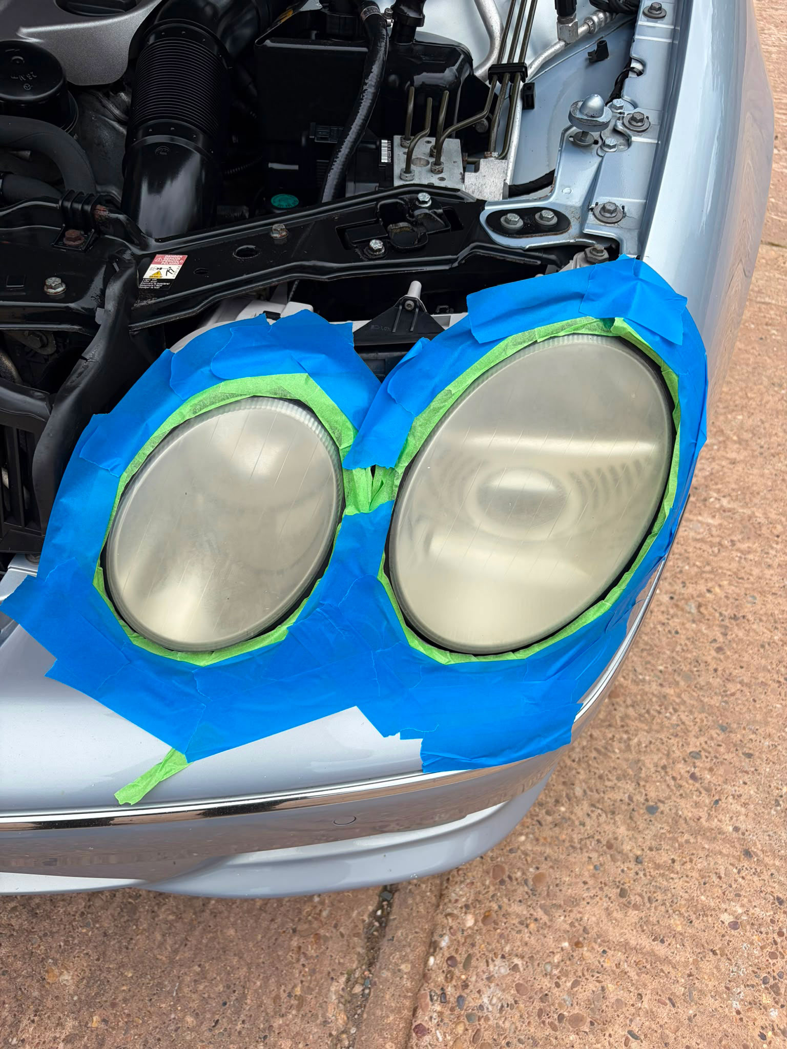 Headlight Restoration Masked Preparation
